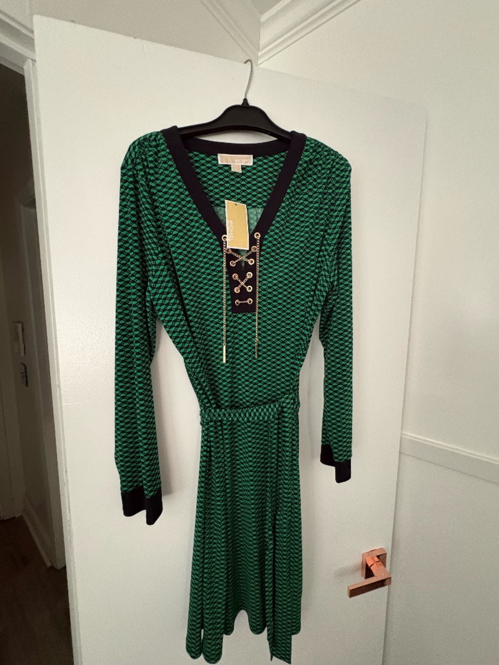 Michael Michael Kors Green & Navy Print Dress Size XL NWT
